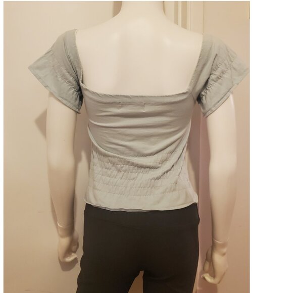 Light Blueish/Grey Ruffled Short Sleeved Top - Picture 2 of 2